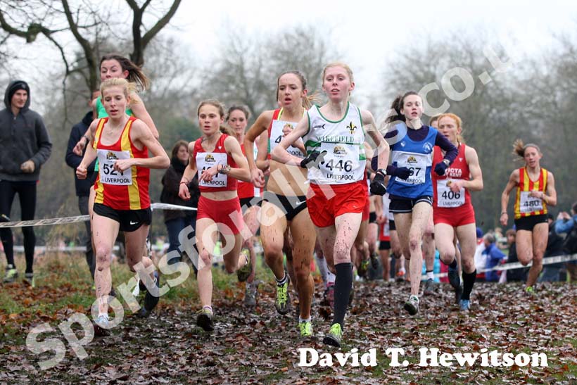 From left to right: Jennifer Walsh, Bobby Clay, Emelia Gorecka and Annabel Mason, under-17s and under-20s womens,  2012 McCain Liverpool Cross Challenge.